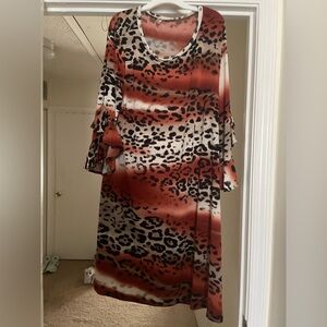 Leopard Print Ruffle Sleeve Dress